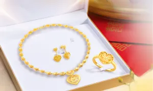 Hai bộ trang sức vàng 24K dành cho ngày cưới Hai bộ trang sức vàng 24K dành cho ngày cưới